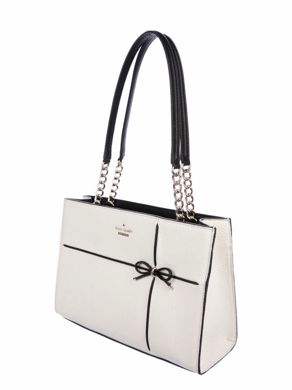 kate spade Cream Shoulder Bag with Black Trim and Bow Detail - Picture 8 of 10